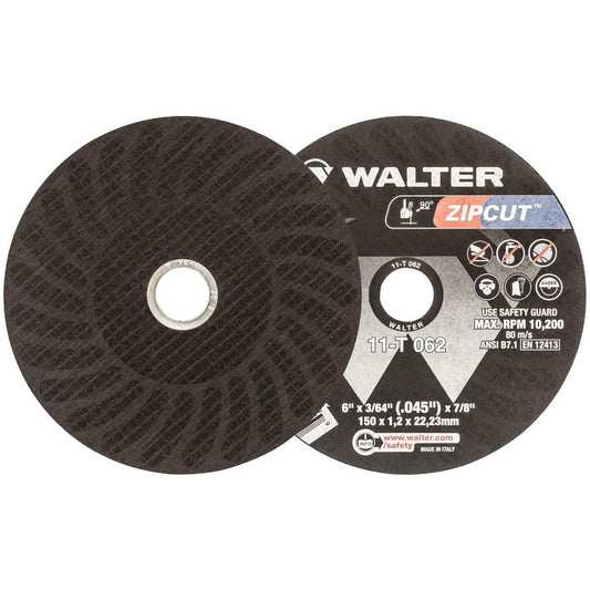 Walter 11T062 6x3/64x7/8 Zip Wheel Cut-Off Wheels Type 1 A60 Grit, 25 Pack