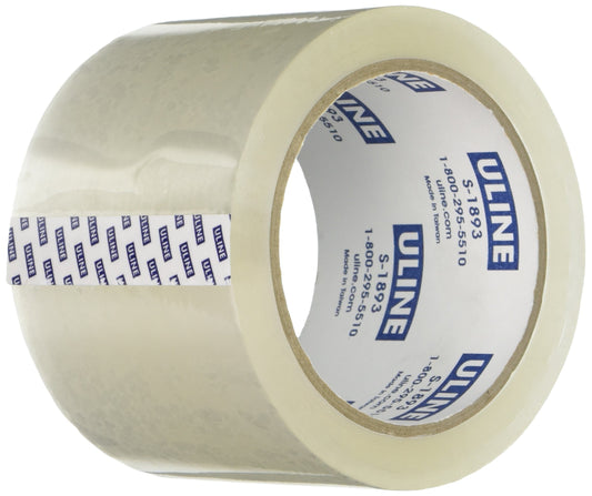 Uline Packing Tape, 3" x 55 Yd, 2.6 mil Crystal Clear Tape By (S-1893-4)