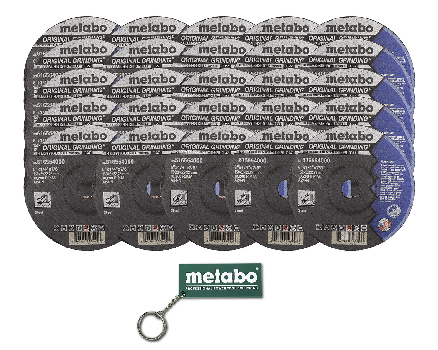 Metabo US616554000 A24N 6"x 1/4"x7/8" Type 27 Original Grinding Wheel (50 Pack)
