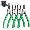 SK 4-Piece Snap Ring Pliers Set, 7-Inch Internal/External Circlip Pliers with Straight/Bent Jaw, 0.07'' Tip Diameter, Premium CR-V Steel, with Zipper Pouch