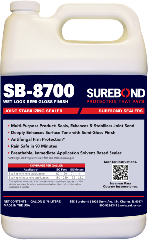 SB-8700 Wet Look
Joint Stabilizing Sealer
With Antifungal Film Protection