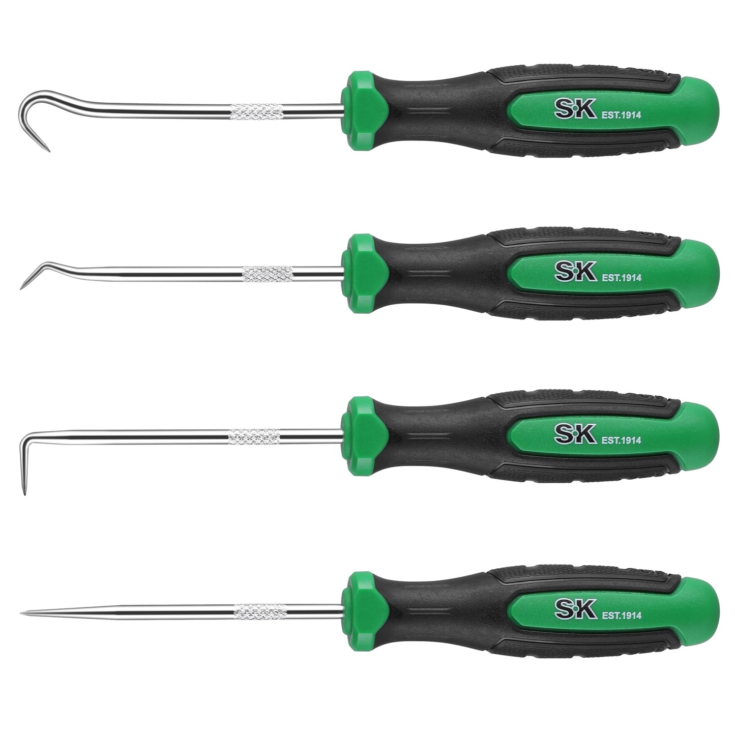 SK 4 Piece Hook and Pick Set, Straight Pick, Offset Pick, 90°Pick and Hook, Ideal for Auto and Electronics Maintenance Tools