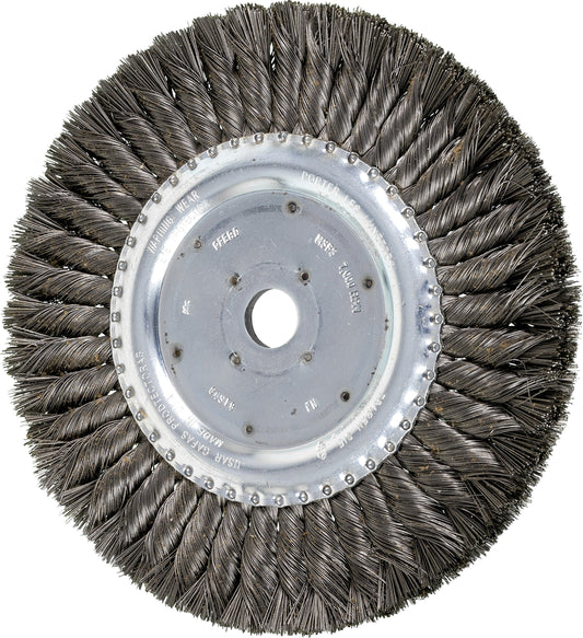 PFERD 81698 Standard Twist Knot Wheel Brush, Carbon Steel Wire, 8" Diameter, 3/4" Arbor Hole, 0.014 Wire Size, 1-5/8" Trim Length, 5/8" Face Width, 7000 RPM