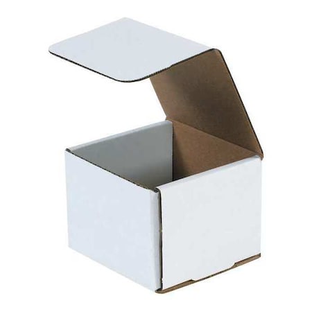 White Corrugated Cardboard Mailer Box, 4 3/8" L x 4 3/8" W x 3 1/2" H, Pack of 50, Crush-Proof, for Shipping and Mailing UPS, USPS and FedEx