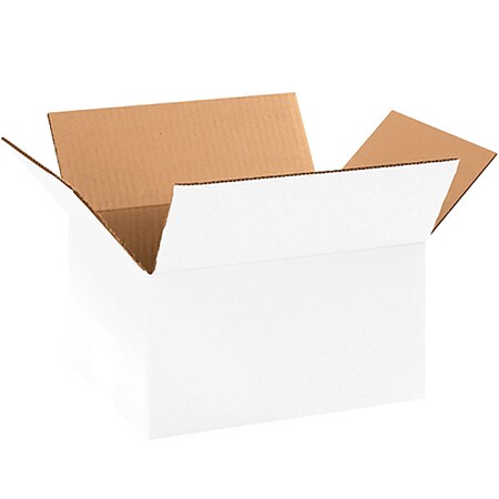 1186RW100PK Corrugated Boxes, 11 1/4" L x 8 3/4" W x 6" H, White (Pack of 100)