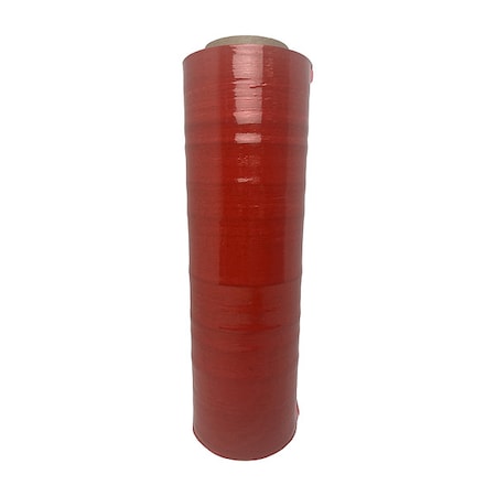 18" x 1500' Cast Hand Stretch Film, Red, 80 Gauge, for Protecting Packages During Shipping and Storage, 4 Rolls