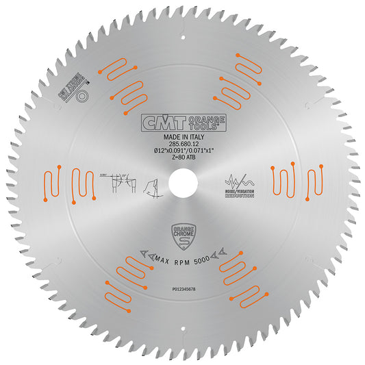 FINE FINISHING SLIDING COMPOUND BLADE
285.680.12
APPLICATION:for fine finish crosscuts. The 5° negative hook angle limits splintering and “climbing”.
 

MACHINES: radial arm saws and sliding compound miter saws.
 

MATERIAL: soft/hardwood, plywood and lam