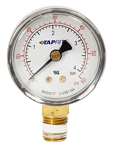 Regulator Gauge, 0-60 Taprite Brand, Right Hand Thread Sold by Kegconnection