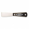 Knife / Scraper Sub-Category
Drywall and Putty Knives
 
Nonsparking
No
 
Putty Knife/Scraper Blade Flexibility
Flexible
 
Blade Type
Full Tang
 
Blade Width
1 1/2 in
 
Blade Material
Carbon Steel
 
Handle Material
Nylon
 
Item
Putty Knife
 
Blade Length
3