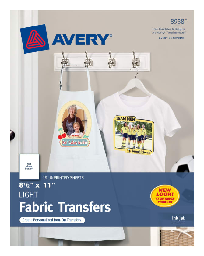 Fabric Transfers for Light Fabrics, 8-1/2" x 11", Inkjet Printer, 18 Matte Sheets (8938)