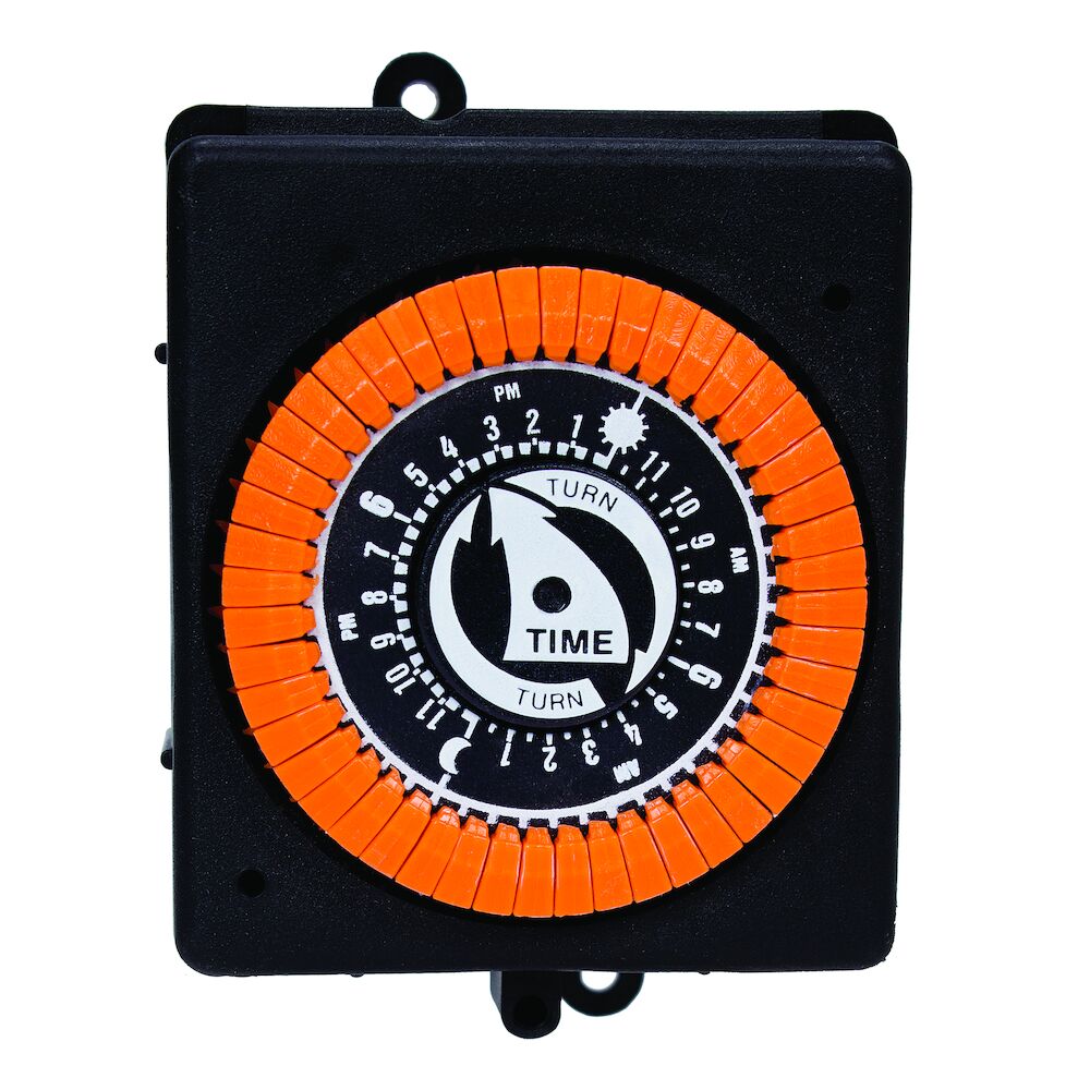 These timers provide automatic control for pumps, cleaners and other types of loads. Timers have three-way mounting; flush in round opening, raised in rectangular opening or on base. Quick connect terminals for easy installation.