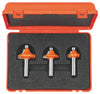 CMT’s roundover sets give you the maximum flexibility for all of your projects by putting the most requested diameters in one package. Available in 12,7mm (1/2") and 6,35mm (1/4") shanks. Roundover radii are 6,35mm (1/4"), 9,5mm (3/8") and 12,7mm (1/2").