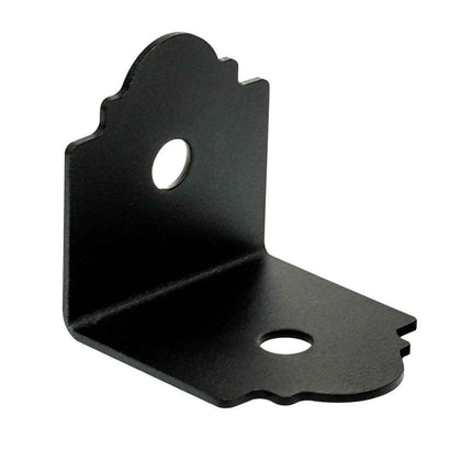 Outdoor Accents angles make connections between beams and posts stronger and provide more consistent, straight corners for a variety of outdoor projects. These ornamental L angles are Zmax finished first, then black powder coated for long lasting outdoor