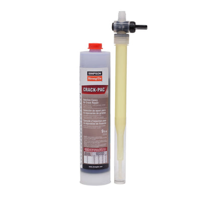The Crack-Pac injection epoxy is designed to repair cracks in concrete ranging from 1/64" to 1/4" wide in concrete walls, floors, slabs, columns and beams. The mixed adhesive has the viscosity of a light oil and a low surface tension, allowing it to penet