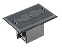 Non Metallic Box with metal covers for existing floors. Rectangular gasketed, non metallic black cover with flip lids.