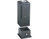 Gard-N-Post. 9" Post/ Deck Mount support for outdoor light fixtures and or a GFCI wiring device. two 1/2" knockouts. two piece design. Base mounts directly to deck or post. Post mounts to base with set screws. Metal Grounding bushing assembly included. Co