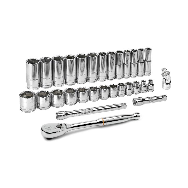 30 Pc. 3/8" Drive 6 Point Standard & Deep SAE Mechanics Tool Set