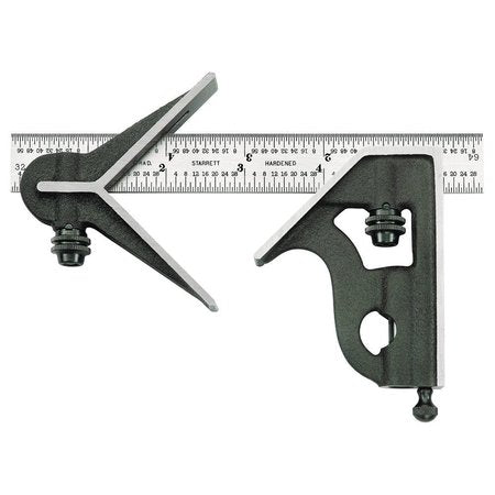 Reversible lock bolt, scriber, spirit level
 Hardened steel, machine divided blade
 Regular Finish Blade
 Cast Iron Heads with Black Wrinkle Finish