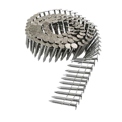 Simpson 15 degree wire coil, full round head, ring shank roofing nails are ideal for installing asphalt and synthetic slate roofing with power nailers. Compatible with most 15 degree power roofing nailers. Annular ring-shank increases resistance to provid