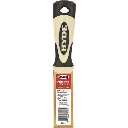 When it comes to scraping and removing putty, the Hyde 06081 Stiff Pro Project Brass Scraper is the tool you need. The brass blade is hard enough to handle tough jobs without breaking or bending. With a 1-1/4" width, this scraper can reach into tight area