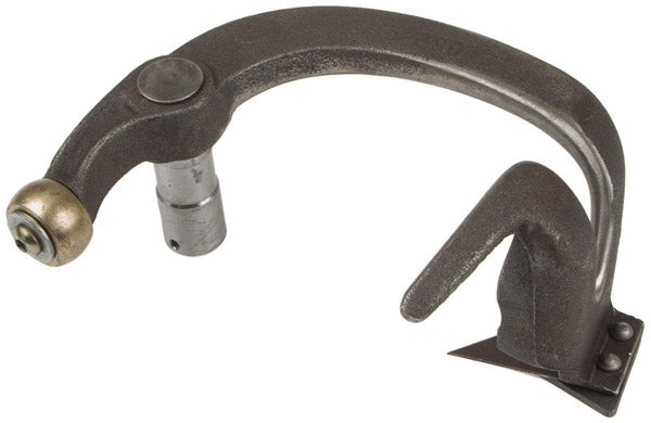 Arm, Knotter arm with knife. Uses thin .035 inch straight edge knife together with thicker .120 inch guide to strengthen blade and guide twine to cutting edge. Use with plastic or sisal twine.