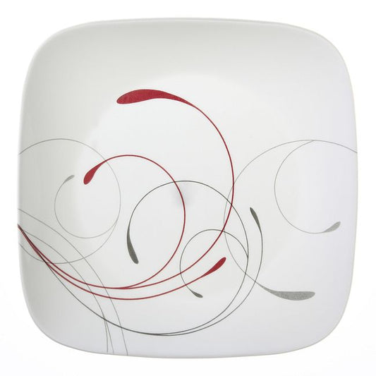 Adorned with plumes of soft gray and rich red, this dinner plate brings splendid style to the table. The sleek square shape has a modern look along with great durability, so it will embellish everyday meals and special occasions for years to come.

Nothin