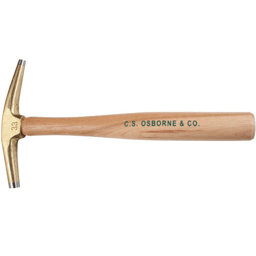 Solid head of bright bronze. Steel tipped at one end for permanent magnet and at the other for hammering. Balanced  design, lacquered hickory handle.

Replacement handles are also available Osborne No. 33-H UPC No. 56046.