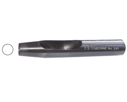 Round shank. Hardened cutting edge - milled clearing hole.

Variety of sizes.

These punches should be used on an Osborne No. 603 Cutting pad. The use of an Osborne wooden mallet or rawhide hammer is recommended. Steel hammers are not recommended.