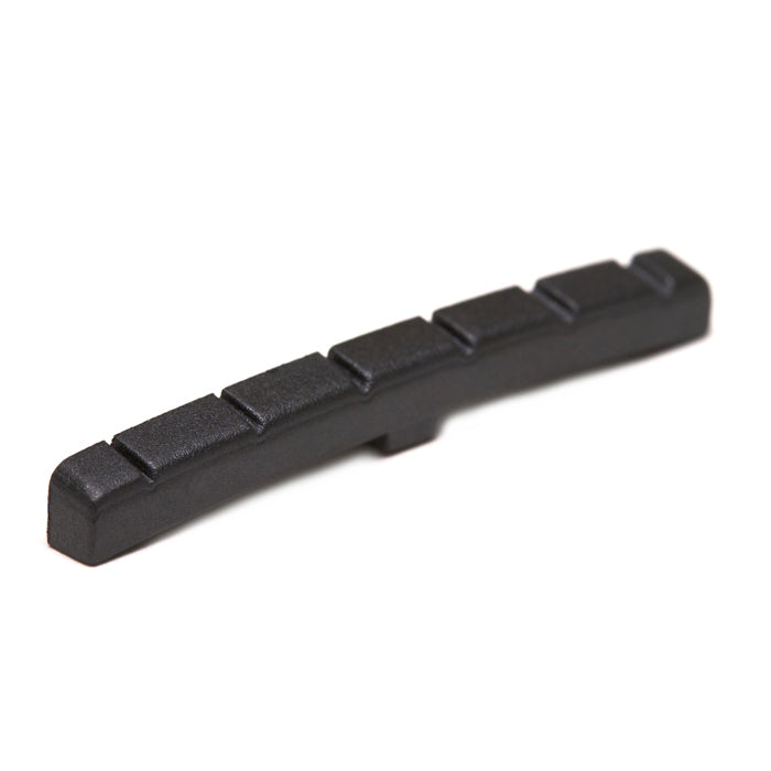 The PT-5000-00 is a perfect option to replace and upgrade the nut in almost all Fender style electric guitars.

It will work in both a flat bottom or curved bottom nut slot due to its ingenious design, just sand off the tab for a curved bottom.

It is pre