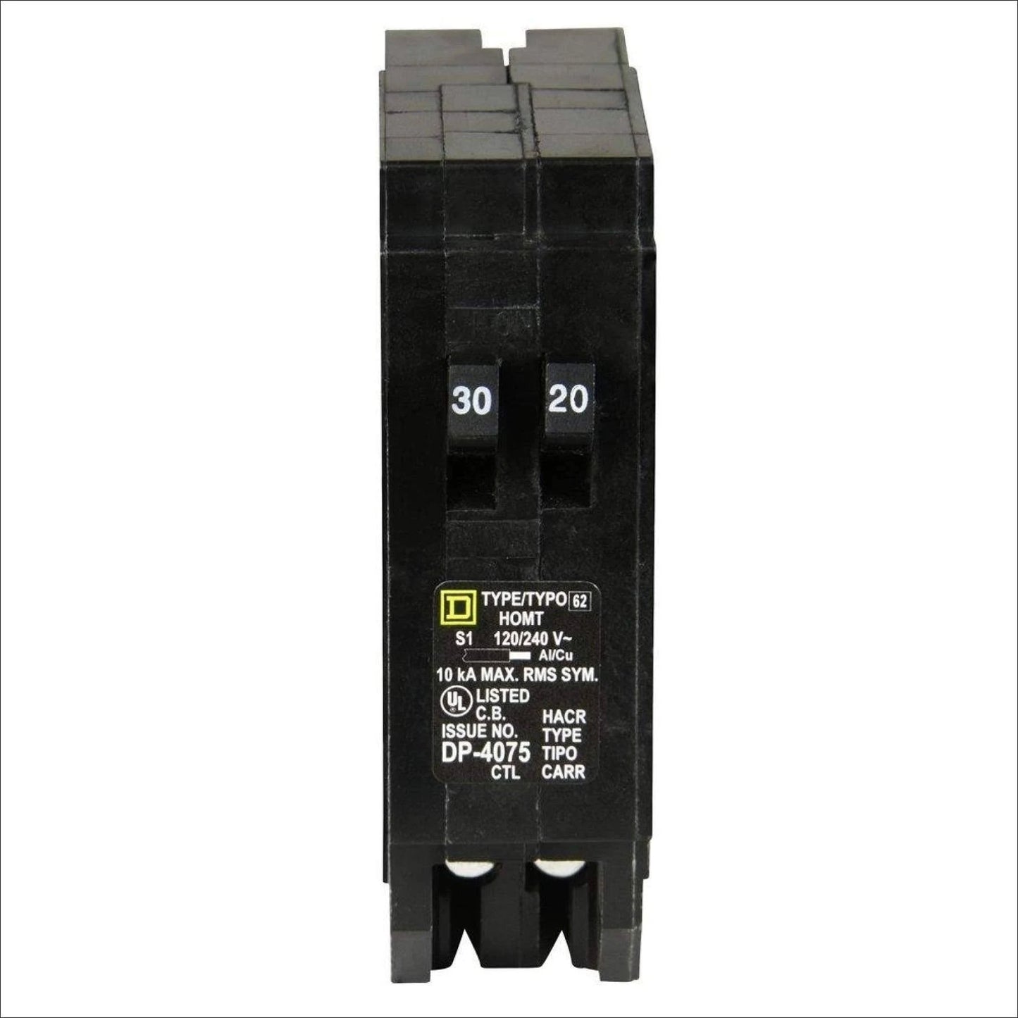 Square D breaker protects against overloads and short-circuits
Single-pole tandem design allows 2-1P circuits in one space
Compatible with Homeline electrical panels and CSEDs with 1 space